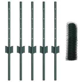 Postes de Cerca 5 pcs U-Channel Verde 40 cm