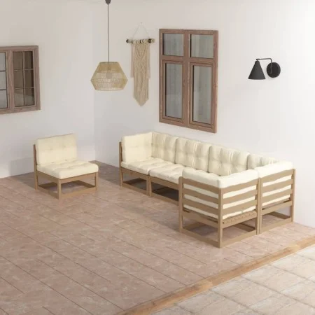 Garden furniture 6 pieces with cushions made of solid pine wood by vidaXL, Garden sets - Ref: Foro24-3076637, Price: 695,56 €...