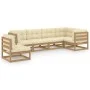 Garden furniture 6 pieces with cushions made of solid pine wood by vidaXL, Garden sets - Ref: Foro24-3076637, Price: 695,56 €...