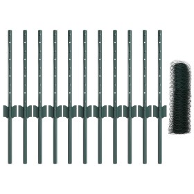 Postes de Cerca 11 pcs U-Channel Verde 40 cm