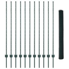 Postes de Valla 11 pcs U-Channel Verde 140 cm Acero, Valla Hexagonal Verde 1,4x25 m Acero by , fence posts - Ref: Foro24-3336...