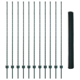 Postes de Cerca 11 pcs Canal U Verde 160 cm