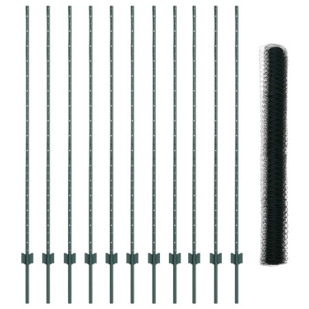 Postes para Cerca 11 pcs U-Channel Verde 160 cm Acero, Cerca Hexagonal Verde 1.6x25 m Acero de , Postes de cerca - Ref: Foro2...