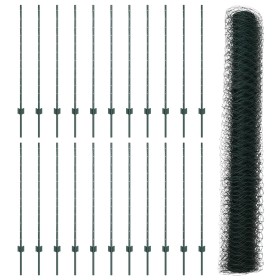 Postes de Valla 11 pcs U-Channel Verde 120 cm Acero, Valla Hexagonal Verde 1.2x50 m Acero by , fence posts - Ref: Foro24-3336...