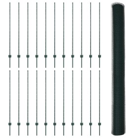 Postes de Valla 11 pcs U-Channel Verde 140 cm