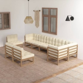 Gartenmöbelset 9-teilig mit massiven Kiefernholzpolstern. von vidaXL, Gartensets - Ref: Foro24-3076687, Preis: 986,45 €, Raba...