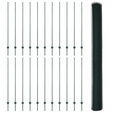 Publicaciones de Cerca 11 pcs U-Channel Verde 150 cm de Acero, Cerca Hexagonal Verde 1.5x50 m de Acero de , Postes de cerca -...