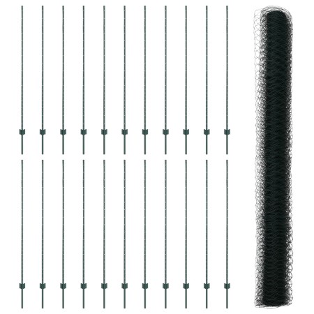 Postes de Valla 11 pcs U-Channel Verde 150 cm Acero, Valla Hexagonal Verde 1.5x50 m Acero de , Postes de cerca - Ref: Foro24-...
