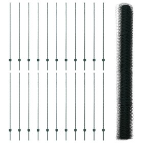 Postes de Cerca 11 pcs U-Channel Verde 160 cm