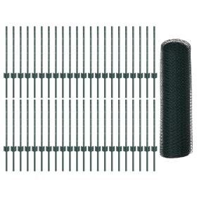 Postes de Cerca 11 pcs U-Channel Verde 60 cm Acero, Cerca Hexagonal Verde 0.5x100 m Acero de , Postes de cerca - Ref: Foro24-...