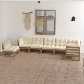 7-piece garden furniture set with solid pine wood cushions by vidaXL, Garden sets - Ref: Foro24-3076647, Price: 761,15 €, Dis...