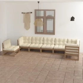 Juego de muebles de jardín 7 pzas y cojines madera maciza pino de vidaXL, Conjuntos de jardín - Ref: Foro24-3076647, Precio: ...