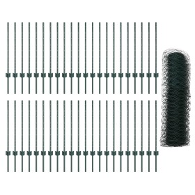 Posts de Valla 11 pcs U-Channel Verde 80 cm Acero, Valla Hexagonal Verde 0.8 x 100 m Acero von , Zaunpfosten - Ref: Foro24-33...