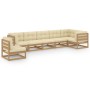 Gartenmöbelset 7-teilig und Kissen aus massivem Kiefernholz von vidaXL, Gartensets - Ref: Foro24-3076647, Preis: 761,15 €, Ra...