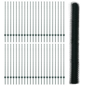 Postes de Cerca 11 pcs U-Channel Verde 140 cm