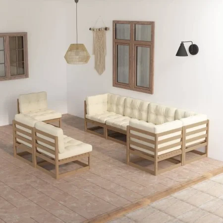 Garden furniture 8 pieces and cushions solid pine wood by vidaXL, Garden sets - Ref: Foro24-3076677, Price: 928,63 €, Discoun...