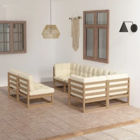 Garden furniture set 7 pieces and cushions solid pine wood by vidaXL, Garden sets - Ref: Foro24-3076657, Price: 750,71 €, Dis...