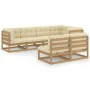 Garden furniture set 7 pieces and cushions solid pine wood by vidaXL, Garden sets - Ref: Foro24-3076657, Price: 750,71 €, Dis...