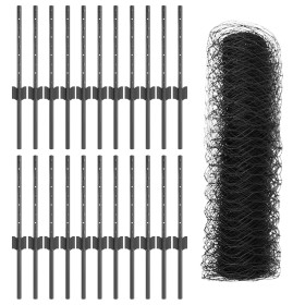 Postes para Valla 11 pcs U-Channel Gris 40 cm