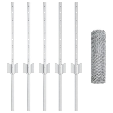 Publicaciones de Cerca 5 pcs U-Channel 40 cm Acero Galvanizado, Cerca Hexagonal 0,4x10 m Acero Galvanizado de , Postes de cer...