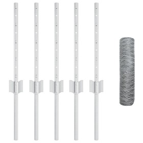 Postes de Valla 5 pcs U-Channel 40 cm Acero