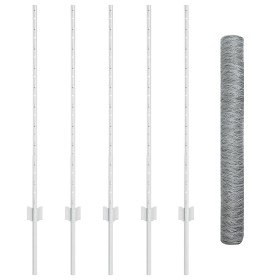 Postes de Cerca 10 pcs U-Channel 100 cm Acero Galvanizado, Cerca Hexagonal 1x10 m Acero Galvanizado by , fence posts - Ref: F...