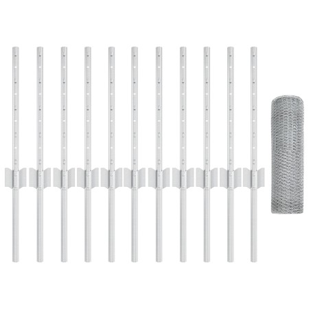 Publicaciones de Cerca 11 piezas Canal U 40 cm Acero Galvanizado, Cerca Hexagonal 0.4x25 m Acero Galvanizado de , Postes de c...