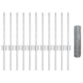 Postes de Cerca 11 pcs U-Channel 40 cm Acero Galvanizado, Cerca Hexagonal 0,4x25 m Acero Galvanizado by , fence posts - Ref: ...