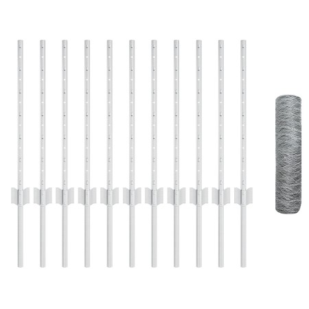 Postes de Cerca 11 pcs U-Channel 60 cm Acero Galvanizado, Cerca Hexagonal 0.6x25 m Acero Galvanizado de , Postes de cerca - R...