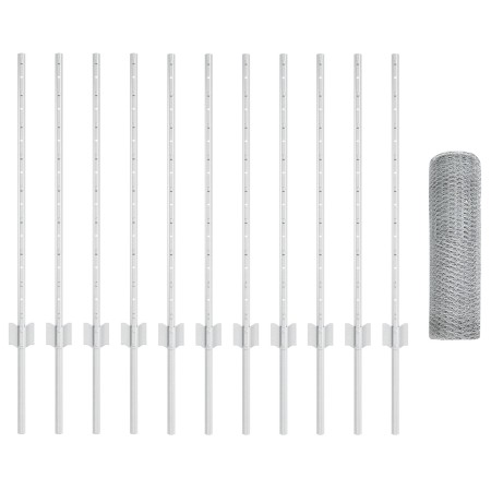 Postes de Valla 11 pcs U-Channel 80 cm Acero Galvanizado, Valla Hexagonal 0,8x25 m Acero Galvanizado de , Postes de cerca - R...