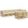 Muebles de jardín 8 pzas y cojines madera maciza pino de vidaXL, Conjuntos de jardín - Ref: Foro24-3076707, Precio: 980,37 €,...
