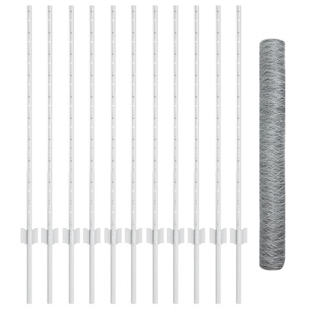 Juego de Vallas de Jardín Hexagonal Juego de 2 Acero galvanizado by , fence posts - Ref: Foro24-3337001, Price: 68,89 €, Disc...