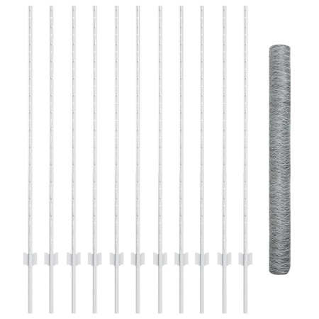 Publicaciones Valla 22 pcs U-Channel 140 cm Acero Galvanizado, Valla Hexagonal 1.4x25 m Acero Galvanizado de , Postes de cerc...