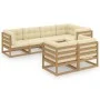 Garden furniture set 7 pieces and cushions solid pine wood by vidaXL, Garden sets - Ref: Foro24-3076697, Price: 785,68 €, Dis...