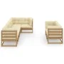 Garden furniture set 7 pieces and cushions solid pine wood by vidaXL, Garden sets - Ref: Foro24-3076697, Price: 785,68 €, Dis...