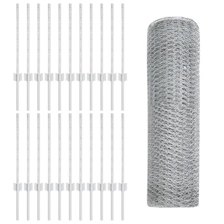 Poste de Cerca 11 pcs U-Channel 60 cm Acero Galvanizado, Cerca Hexagonal 0.5x50 m Acero Galvanizado de , Postes de cerca - Re...