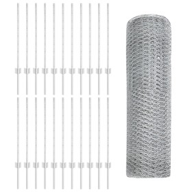 Postes de cerca 11 pcs U-Channel 80 cm Acero galvanizado, Cerca hexagonal 0.8x50 m Acero galvanizado de , Postes de cerca - R...