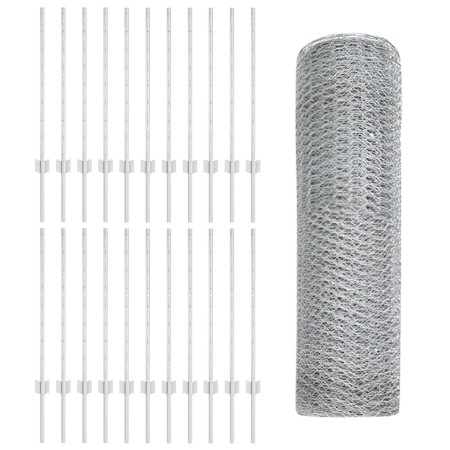 Postes de cerca 11 pcs U-Channel 80 cm Acero galvanizado, Cerca hexagonal 0.8x50 m Acero galvanizado de , Postes de cerca - R...