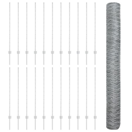 Poste de Cerca 22 pcs U-Channel 120 cm Acero Galvanizado, Cerca Hexagonal 1.2x50 m Acero Galvanizado de , Postes de cerca - R...