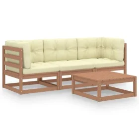 4-piece garden furniture set with solid pine wood cushions by vidaXL, Garden sets - Ref: Foro24-3076377, Price: 343,06 €, Dis...