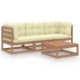 Muebles de jardín 4 piezas con cojines de madera de pino maciza de vidaXL, Conjuntos de jardín - Ref: Foro24-3076377, Precio:...