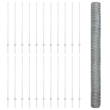 Postes de Cerca 22 pcs U-Channel 140 cm de Acero Galvanizado, Cerca Hexagonal 1.4x50 m de Acero Galvanizado de , Postes de ce...