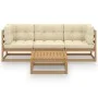 Muebles de jardín 4 piezas con cojines de madera de pino maciza de vidaXL, Conjuntos de jardín - Ref: Foro24-3076377, Precio:...
