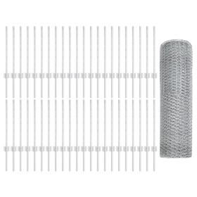 Postes de Valla 11 pcs U-Channel 60 cm Acero Galvanizado, Valla Hexagonal 0.6x100 m Acero Galvanizado by , fence posts - Ref:...