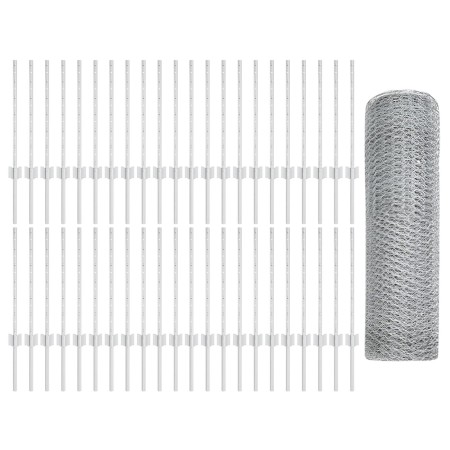 Postes de Valla 11 pcs U-Channel 60 cm Acero Galvanizado, Valla Hexagonal 0.6x100 m Acero Galvanizado de , Postes de cerca - ...