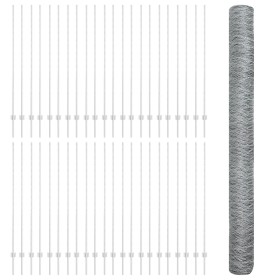 Postes de cerca 22 pcs U-Channel 150 cm Acero galvanizado, Cerca hexagonal 1.5x100 m Acero galvanizado von , Zaunpfosten - Re...