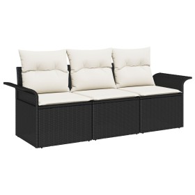 Juego de Sofá de Jardín de 3 Piezas con Cojines Negro Ratán Poliéster by , Outdoor sofas - Ref: Foro24-3345217, Price: 219,53...
