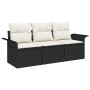 Juego de Sofá de Jardín de 3 Piezas con Cojines Negro Ratán Poliéster von , Outdoor-Sofas - Ref: Foro24-3345217, Preis: 219,5...