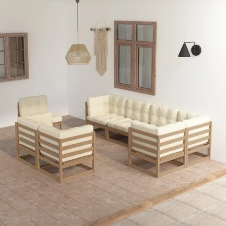 Garden furniture 8 pieces and cushions solid pine wood by vidaXL, Garden sets - Ref: Foro24-3076717, Price: 980,37 €, Discoun...