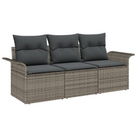 Juego de Sofá de Jardín de 3 Piezas con Cojines Gris Ratán Poliéster by , Outdoor sofas - Ref: Foro24-3345219, Price: 221,39 ...